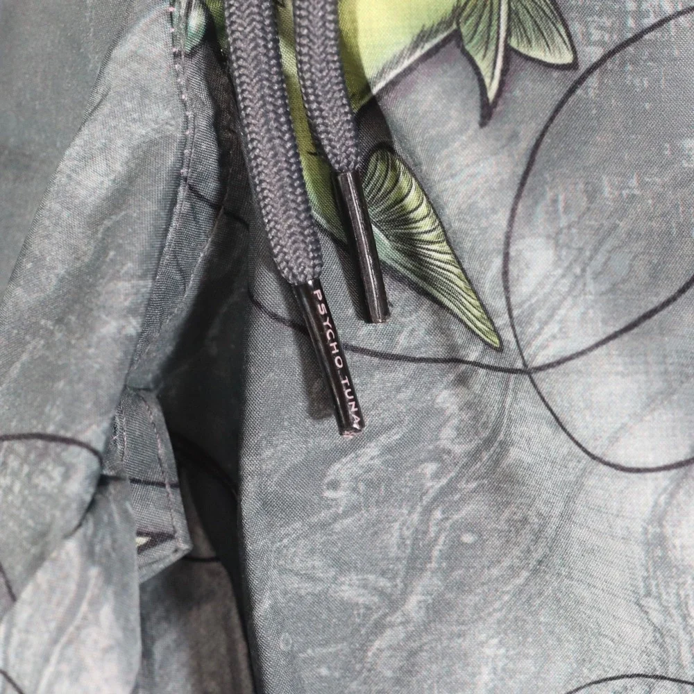 Psycho Tuna Swim Trunks Mens M Charcoal Reel Em‎ In Bass Fishing Shorts Beach